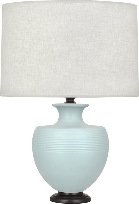 Robert Abbey MSB22 One Light Table Lamp, Matte Sky Blue Glazed Ceramic w/Deep Patina Bronze