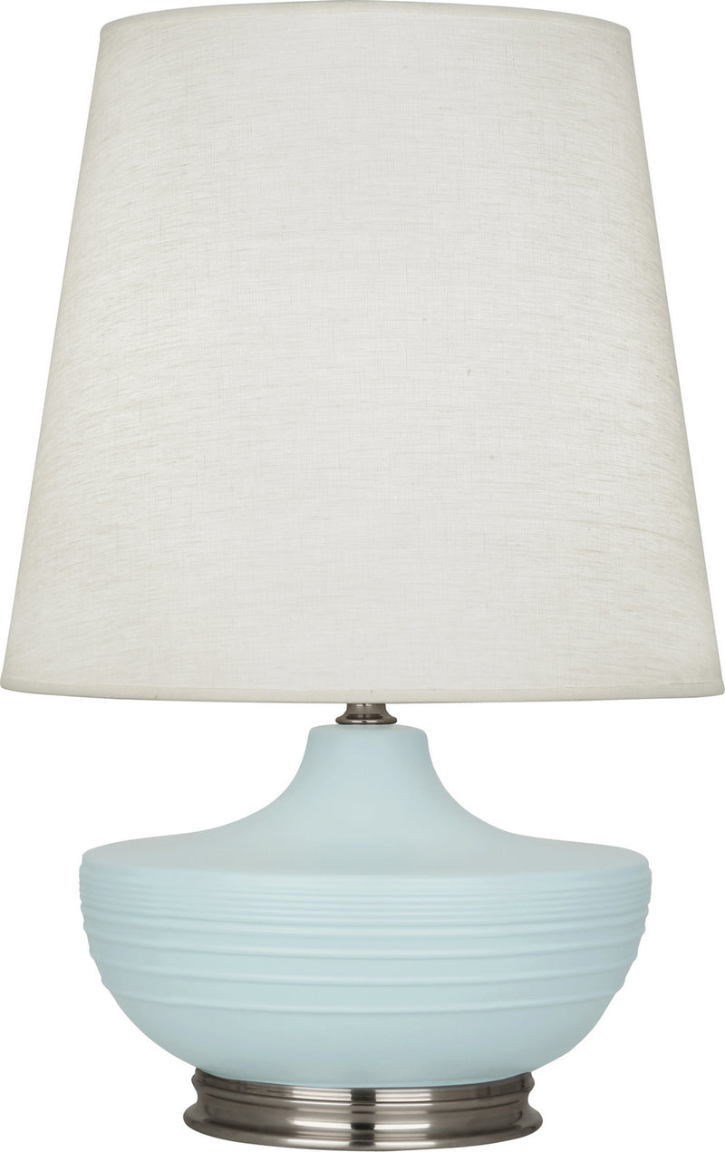 Robert Abbey MSB23 One Light Table Lamp, Matte Sky Blue Glazed Ceramic w/Dark Antique Nickel