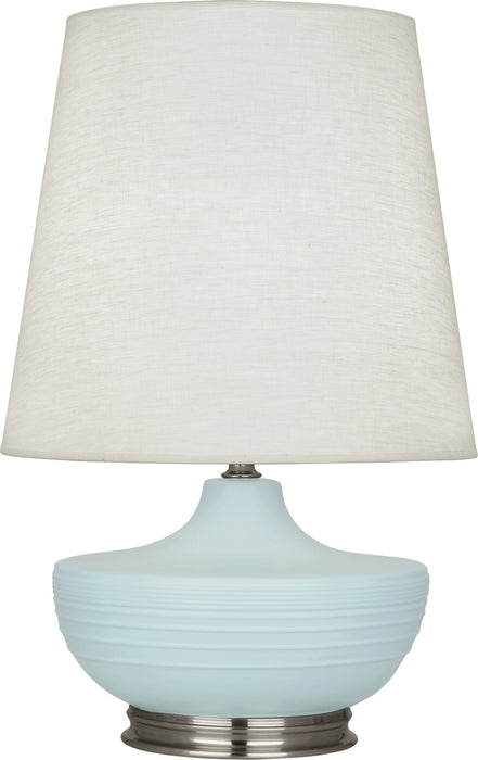 Robert Abbey MSB23 One Light Table Lamp, Matte Sky Blue Glazed Ceramic w/Dark Antique Nickel