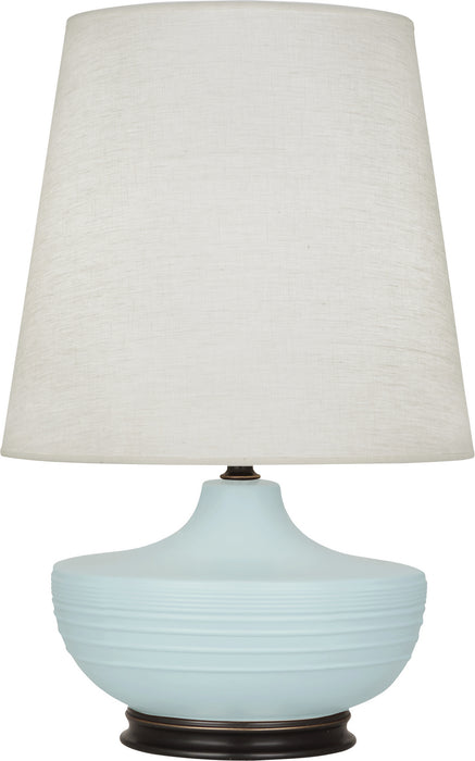Robert Abbey MSB25 One Light Table Lamp, Matte Sky Blue Glazed Ceramic w/Deep Patina Bronze