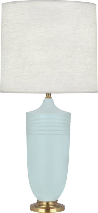 Robert Abbey MSB27 One Light Table Lamp, Matte Sky Blue Glazed Ceramic w/Modern Brass