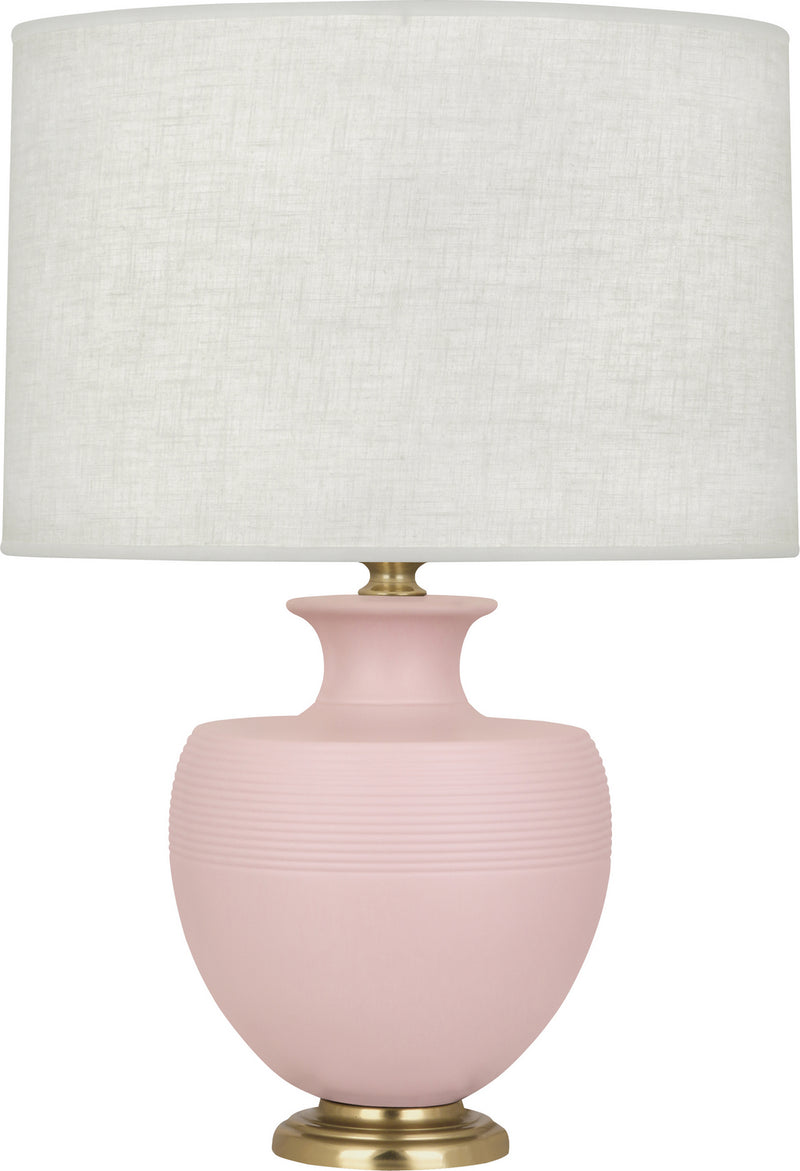 Robert Abbey MWR21 One Light Table Lamp, Matte Woodrose Glazed Ceramic w/Modern Brass