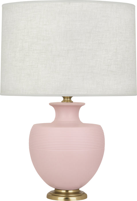 Robert Abbey MWR21 One Light Table Lamp, Matte Woodrose Glazed Ceramic w/Modern Brass