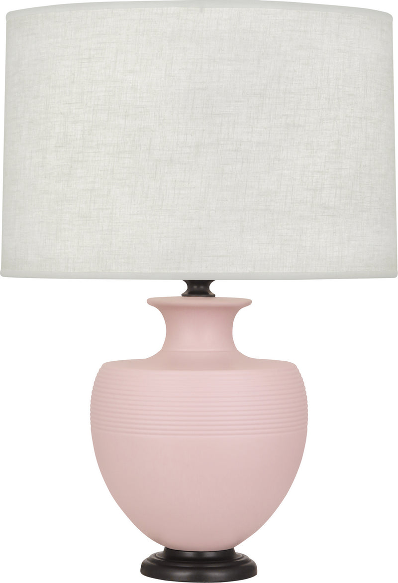 Robert Abbey MWR22 One Light Table Lamp, Matte Woodrose Glazed Ceramic w/Deep Patina Bronze
