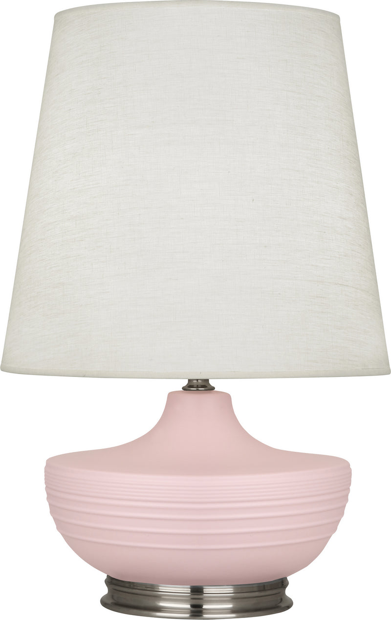 Robert Abbey MWR23 One Light Table Lamp, Matte Woodrose Glazed Ceramic w/Dark Antique Nickel
