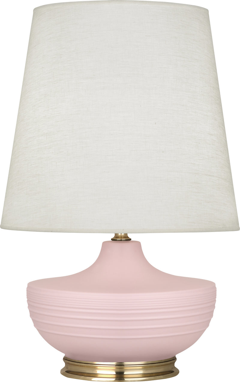 Robert Abbey MWR24 One Light Table Lamp, Matte Woodrose Glazed Ceramic w/Modern Brass