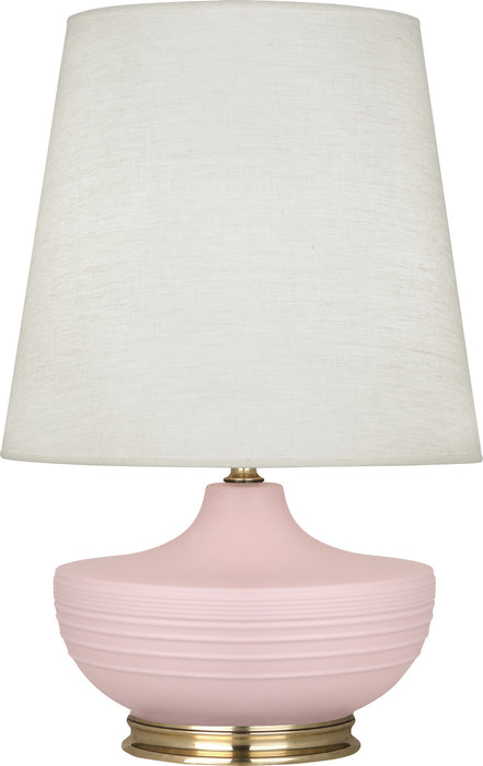 Robert Abbey MWR24 One Light Table Lamp, Matte Woodrose Glazed Ceramic w/Modern Brass