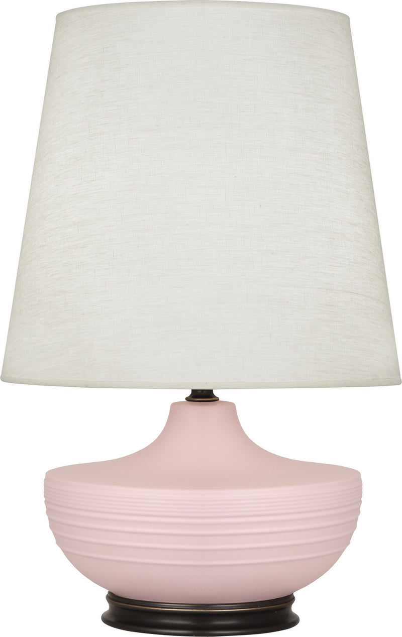 Robert Abbey MWR25 One Light Table Lamp, Matte Woodrose Glazed Ceramic w/Deep Patina Bronze