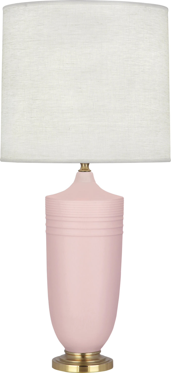 Robert Abbey MWR27 One Light Table Lamp, Matte Woodrose Glazed Ceramic w/Modern Brass