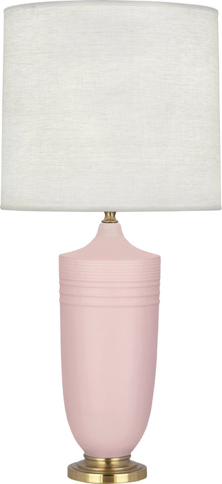 Robert Abbey MWR27 One Light Table Lamp, Matte Woodrose Glazed Ceramic w/Modern Brass