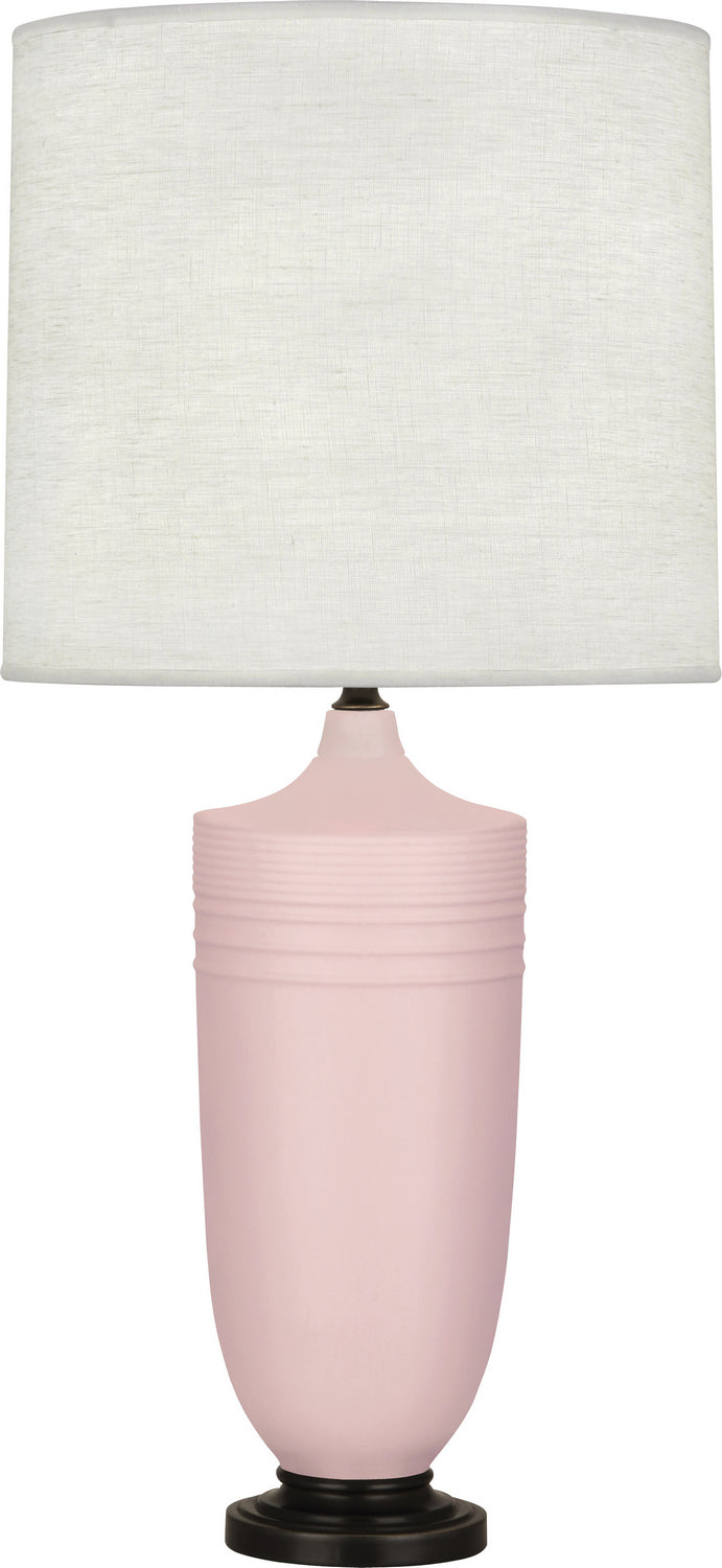Robert Abbey MWR28 One Light Table Lamp, Matte Woodrose Glazed Ceramic w/Deep Patina Bronze