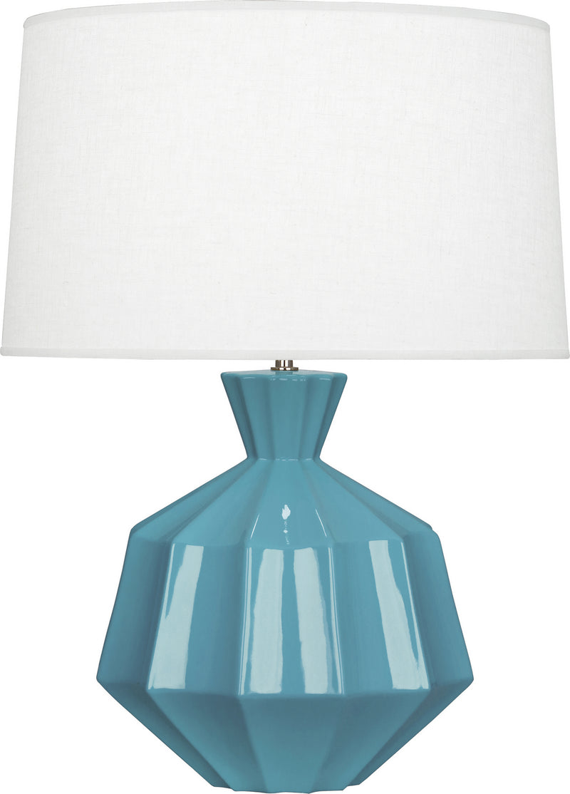 Robert Abbey OB999 One Light Table Lamp, Steel Blue Glazed Ceramic