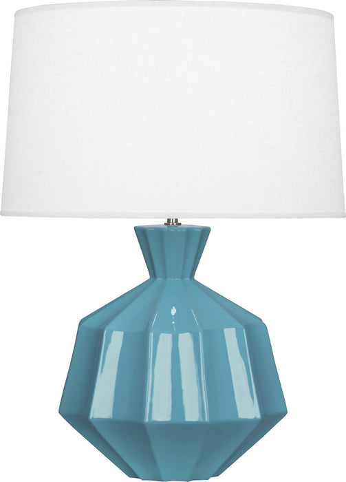 Robert Abbey OB999 One Light Table Lamp, Steel Blue Glazed Ceramic