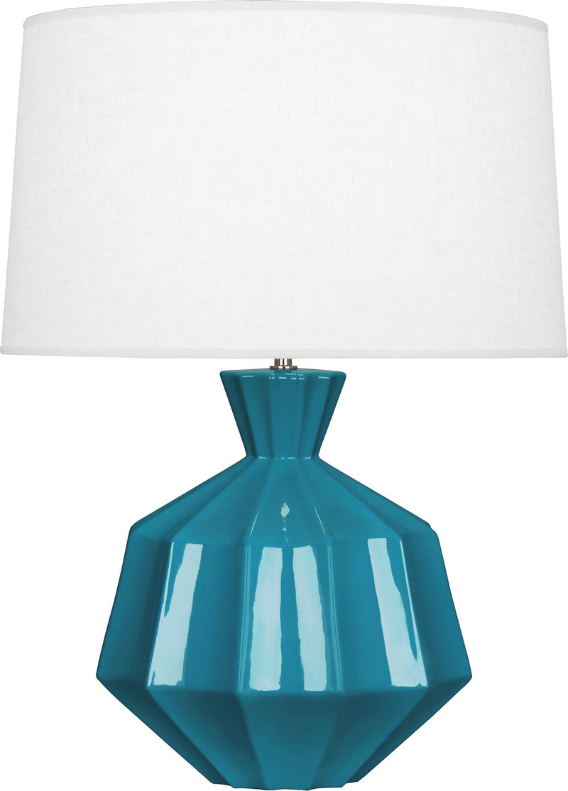 Robert Abbey PC999 One Light Table Lamp, Peacock Glazed Ceramic