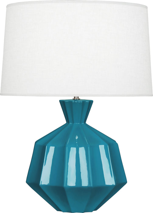 Robert Abbey PC999 One Light Table Lamp, Peacock Glazed Ceramic