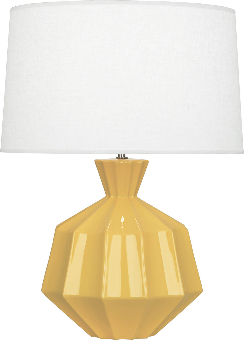 Robert Abbey SU999 One Light Table Lamp, Sunset Yellow Glazed Ceramic