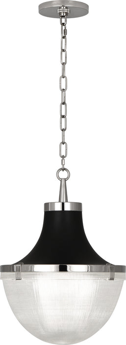 Robert Abbey S3391 One Light Pendant, Polished Nickel Matte Black Hood