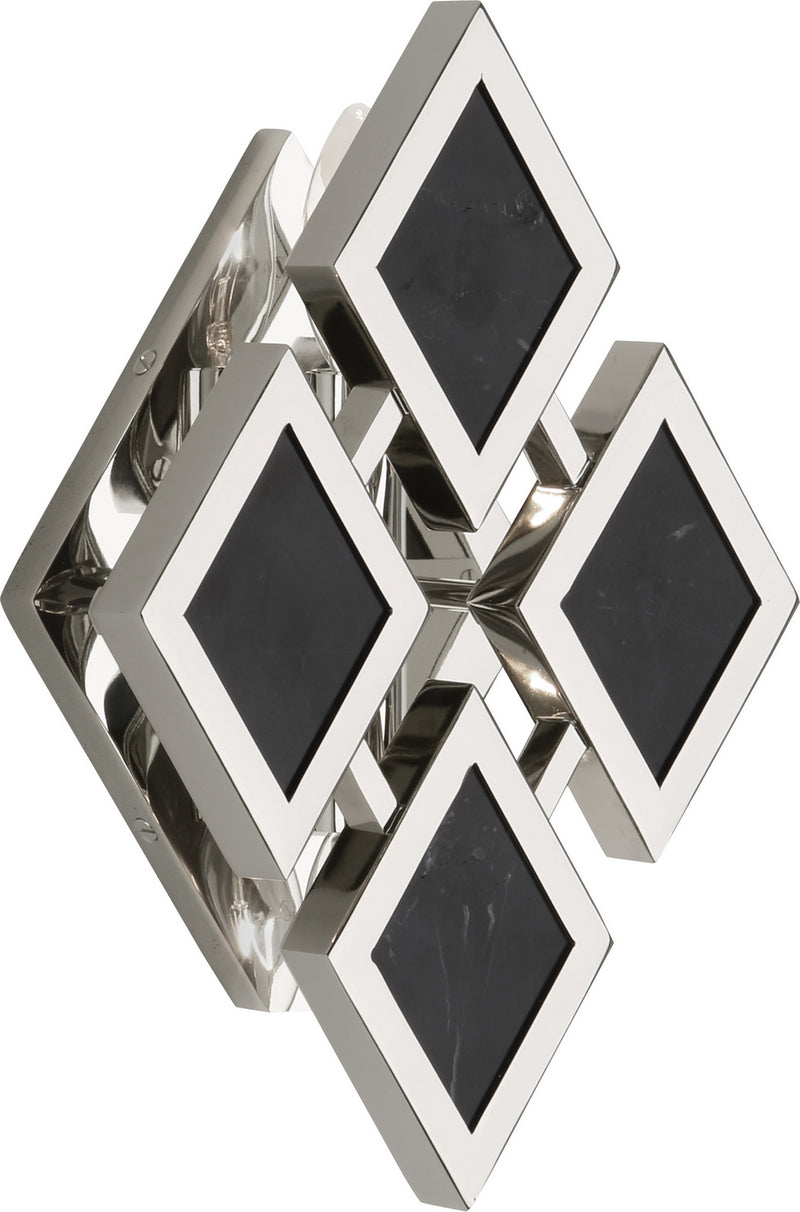 Robert Abbey S422 Two Light Wall Sconce, Polished Nickel w/Black Marble