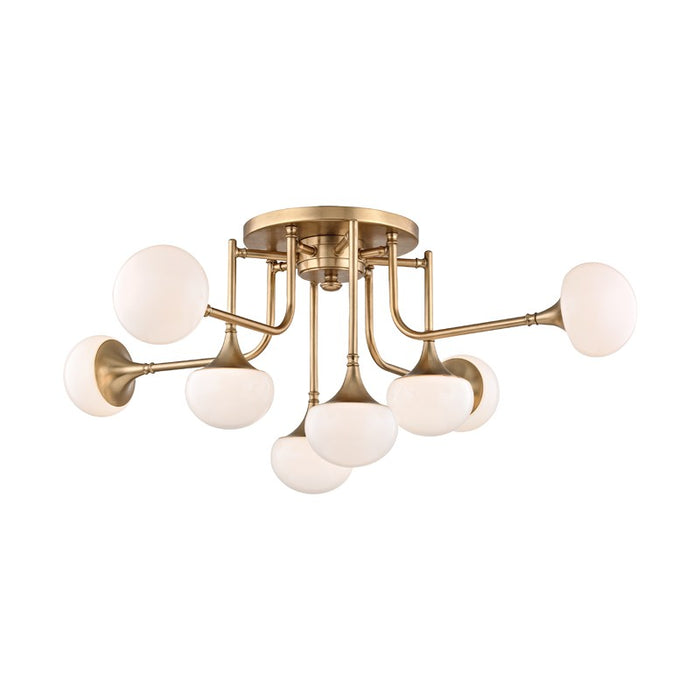 Hudson Valley 4708-AGB LED Semi Flush Mount, Aged Brass