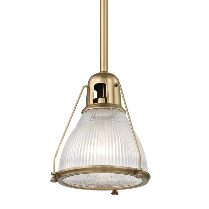 Hudson Valley 7308-AGB One Light Pendant, Aged Brass