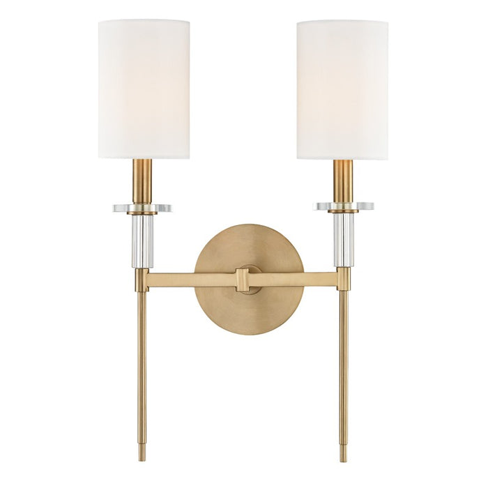 Hudson Valley 8512-AGB Two Light Wall Sconce, Aged Brass