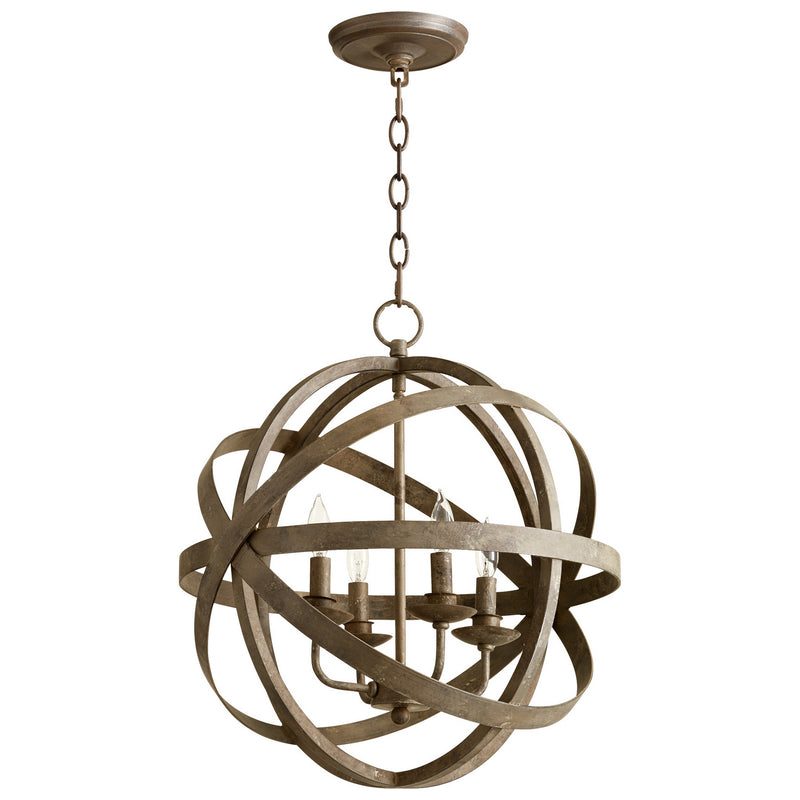 Cyan 07965 Four Light Pendant, Distressed Zinc