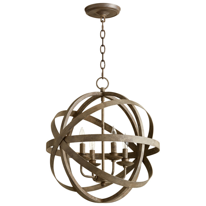 Cyan 07965 Four Light Pendant, Distressed Zinc