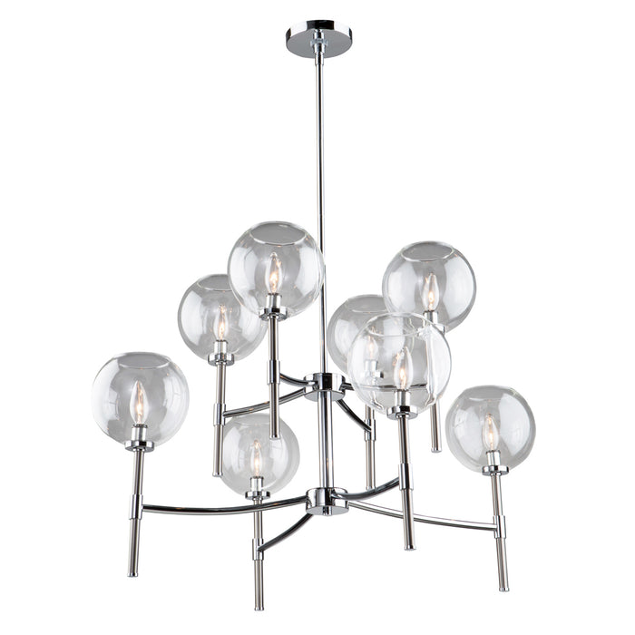 Artcraft SC13128CB Eight Light Chandelier, Chrome & Brushed Nickel