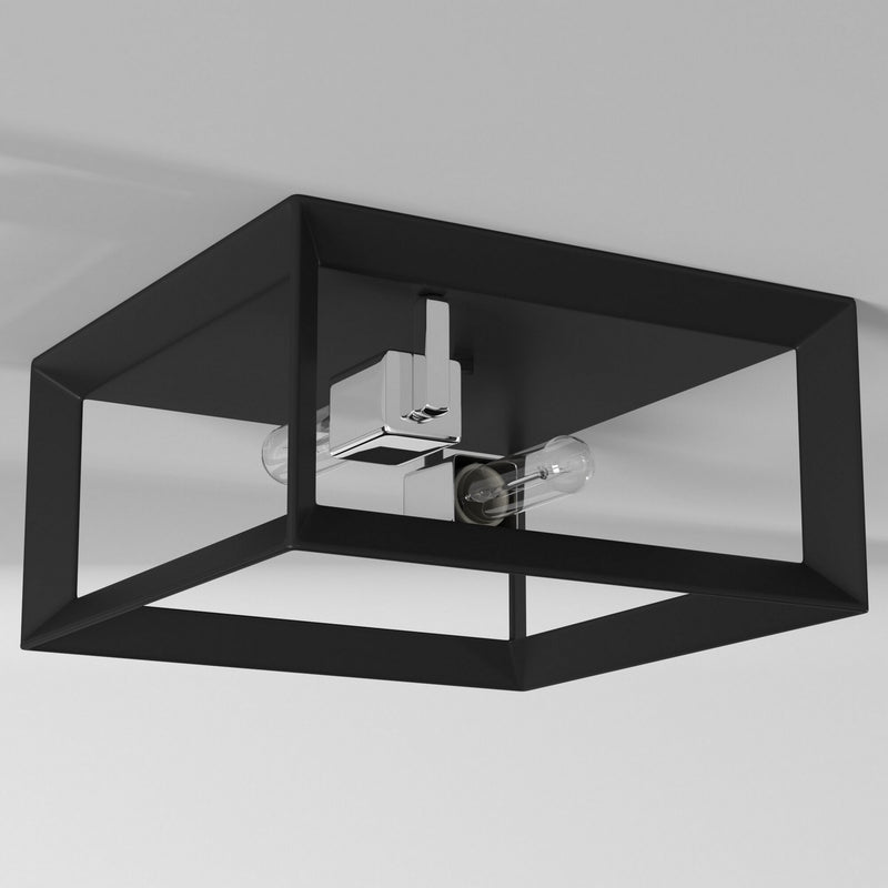 Artcraft AC10063BC Two Light Flush Mount, Black & Chrome