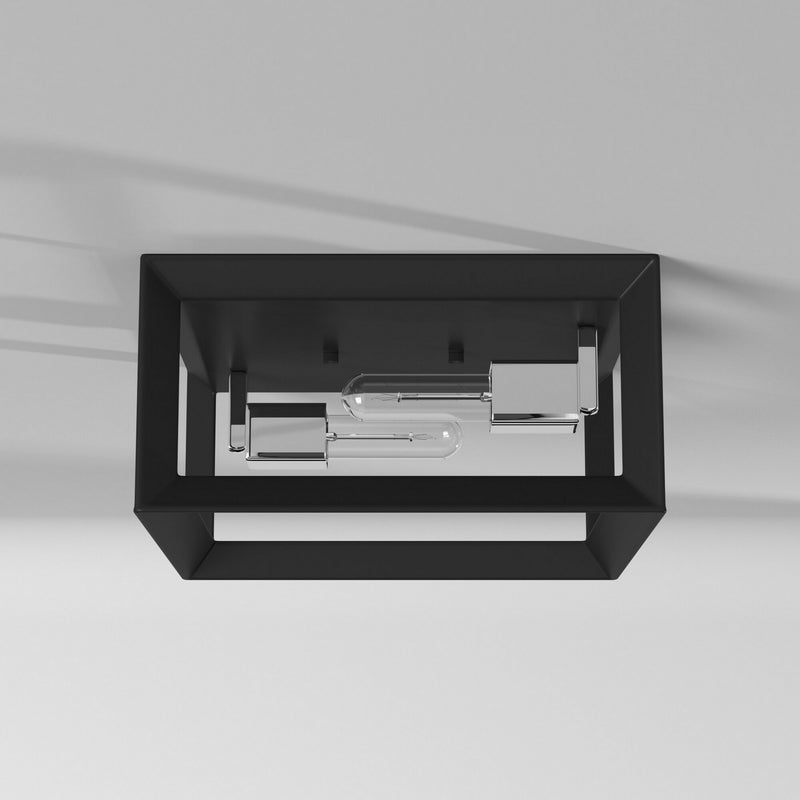 Artcraft AC10063BC Two Light Flush Mount, Black & Chrome