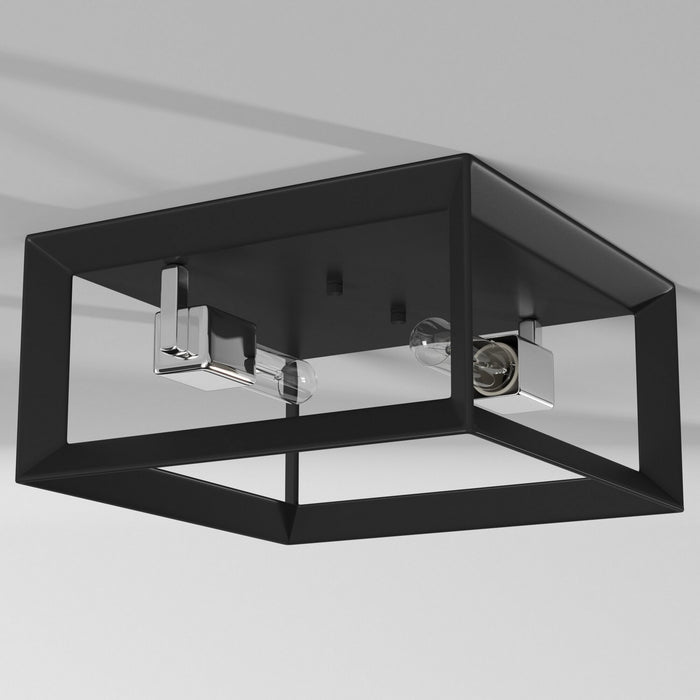 Artcraft AC10063BC Two Light Flush Mount, Black & Chrome