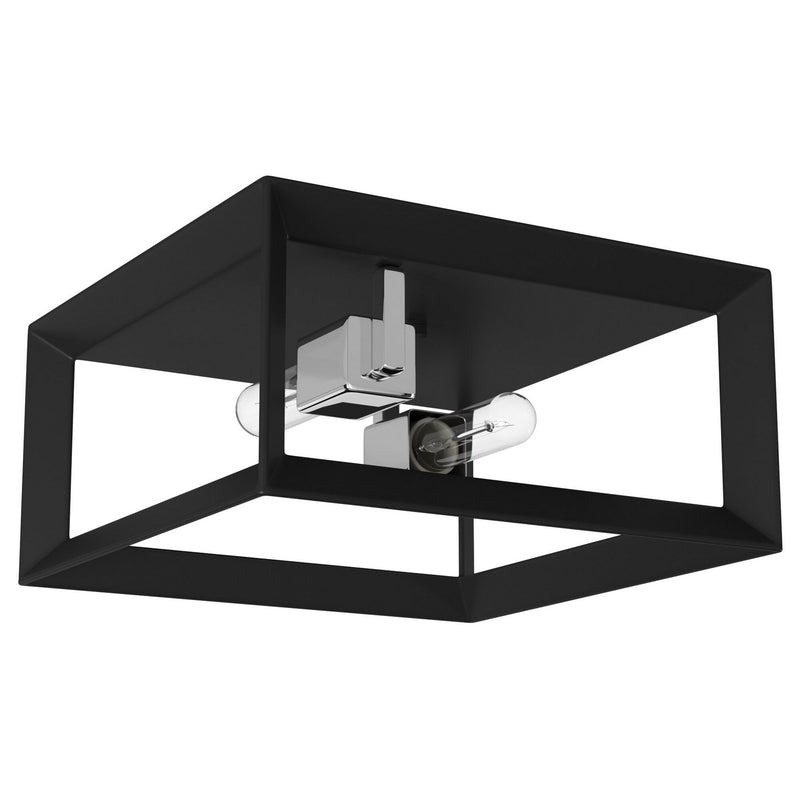 Artcraft AC10063BC Two Light Flush Mount, Black & Chrome