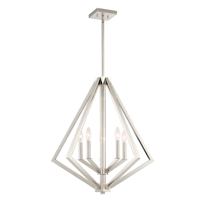 Artcraft AC10685PN Five Light Chandelier, Polished Nickel