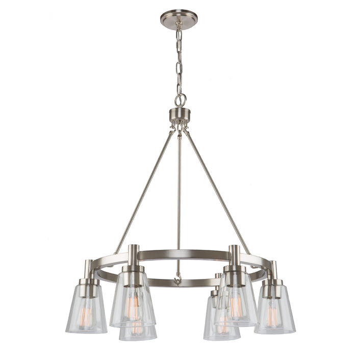 Artcraft AC10765BN Six Light Chandelier, Brushed Nickel