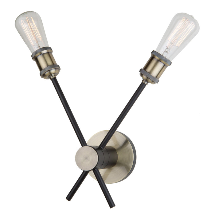 Artcraft AC10781BK Two Light Wall Mount, Matte Black & Satin Brass