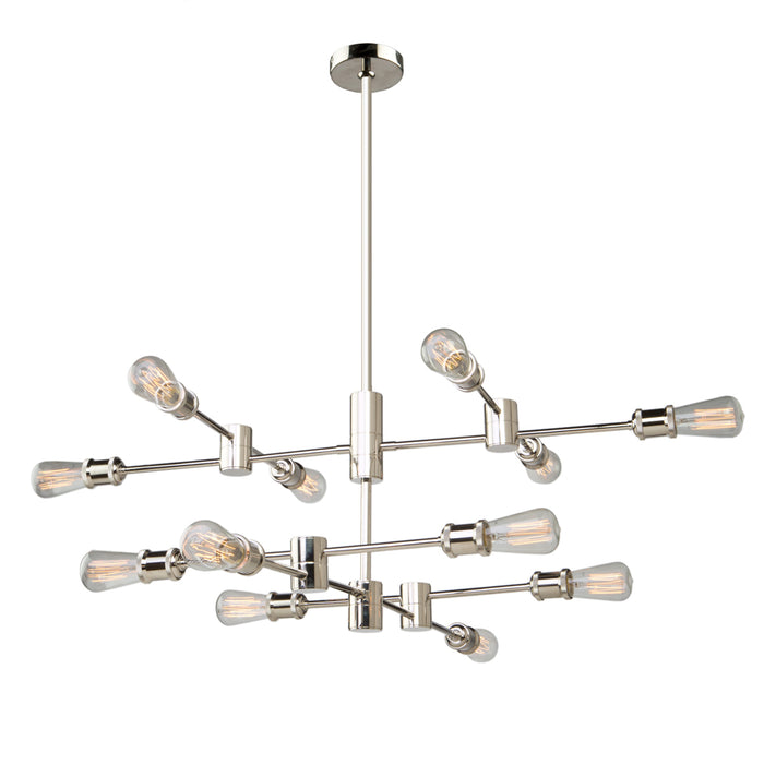 Artcraft AC10782PN 12 Light Chandelier, Polished Nickel