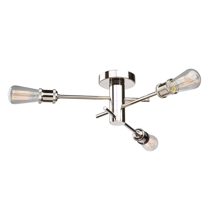 Artcraft AC10783PN Three Light Flush Mount, Polished Nickel