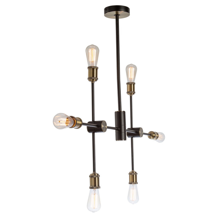Artcraft AC10786BK Six Light Chandelier, Matte Black & Satin Brass