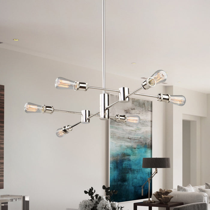 Artcraft AC10786PN Six Light Chandelier, Polished Nickel