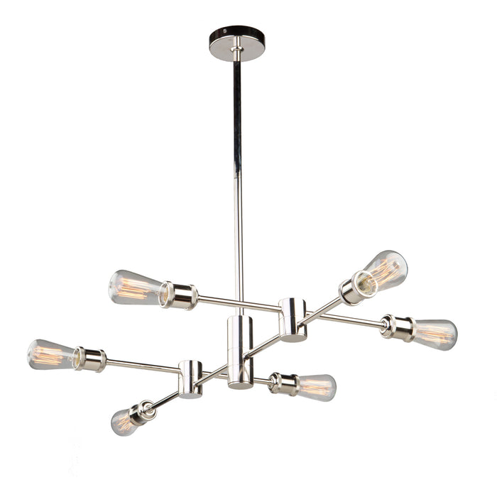 Artcraft AC10786PN Six Light Chandelier, Polished Nickel