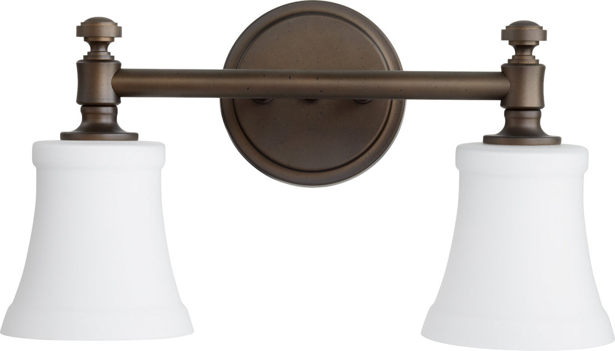 Quorum 5122-2-186 Two Light Vanity, Oiled Bronze w/ Satin Opal