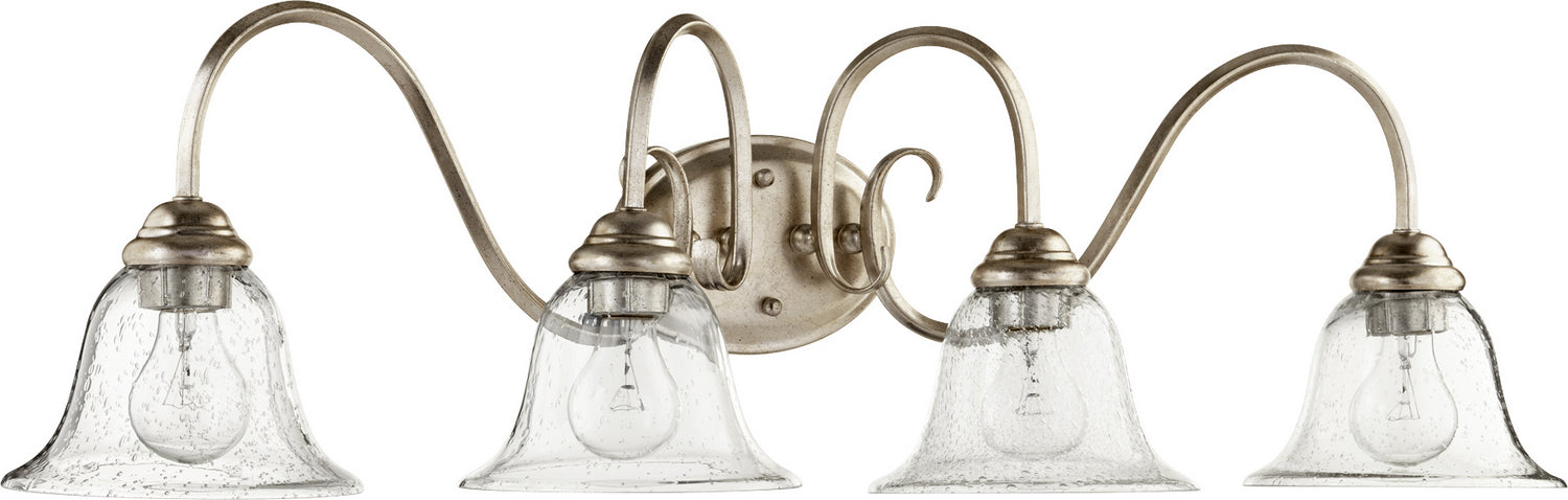 Quorum 5110-4-60 Four Light Vanity, Aged Silver Leaf w/ Clear/Seeded