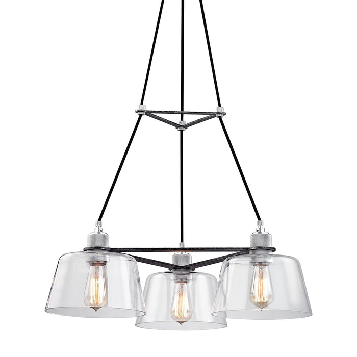 Troy Lighting F6153 Three Light Chandelier, Old Silver And Polished Alumin