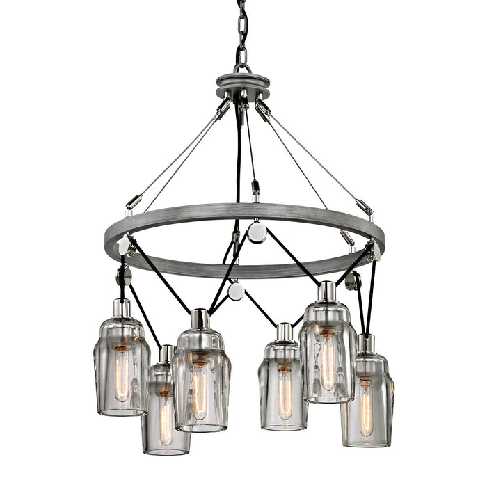 Troy Lighting F5996 Six Light Chandelier, Graphite And Polished Nickel