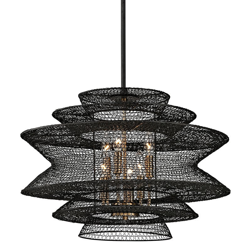 Troy Lighting F6016-SBK Six Light Chandelier, Soft Black