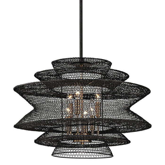 Troy Lighting F6016-SBK Six Light Chandelier, Soft Black