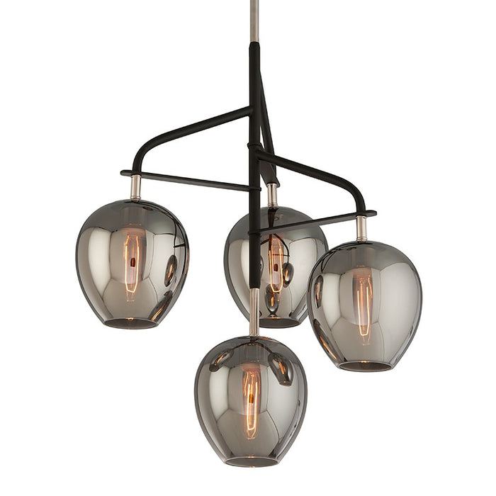 Troy Lighting F4295-TBK/PN Four Light Chandelier, Textured Black & Polish Nickel