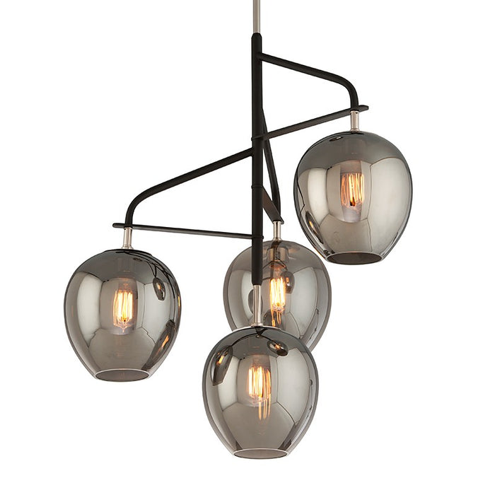 Troy Lighting F4296-TBK/PN Four Light Chandelier, Textured Black & Polish Nickel