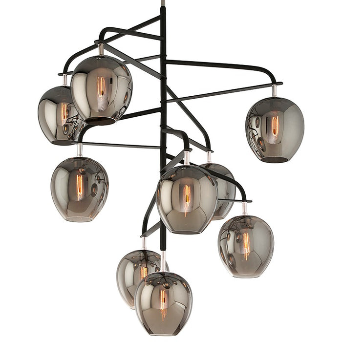Troy Lighting F4298 Nine Light Chandelier, Carbide Black Polished Nickel