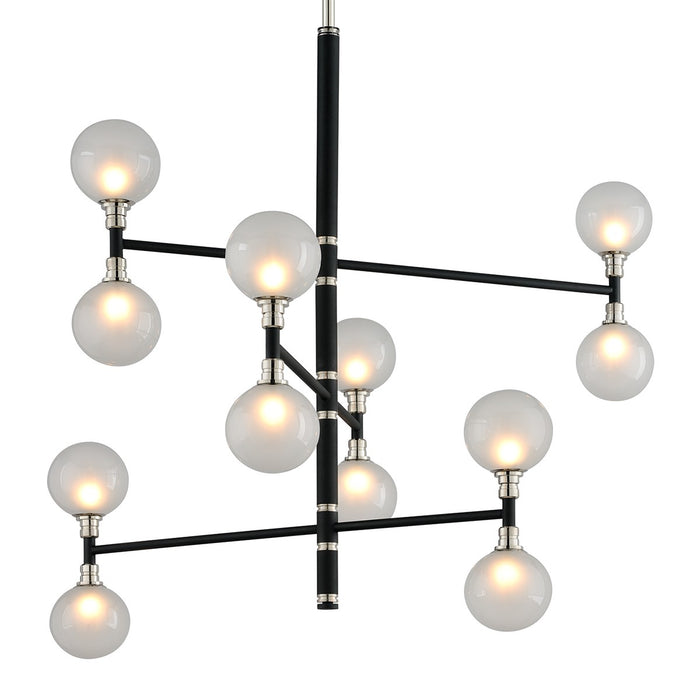 Troy Lighting F4826-TBK/PN 12 Light Chandelier, Textured Black & Polish Nickel